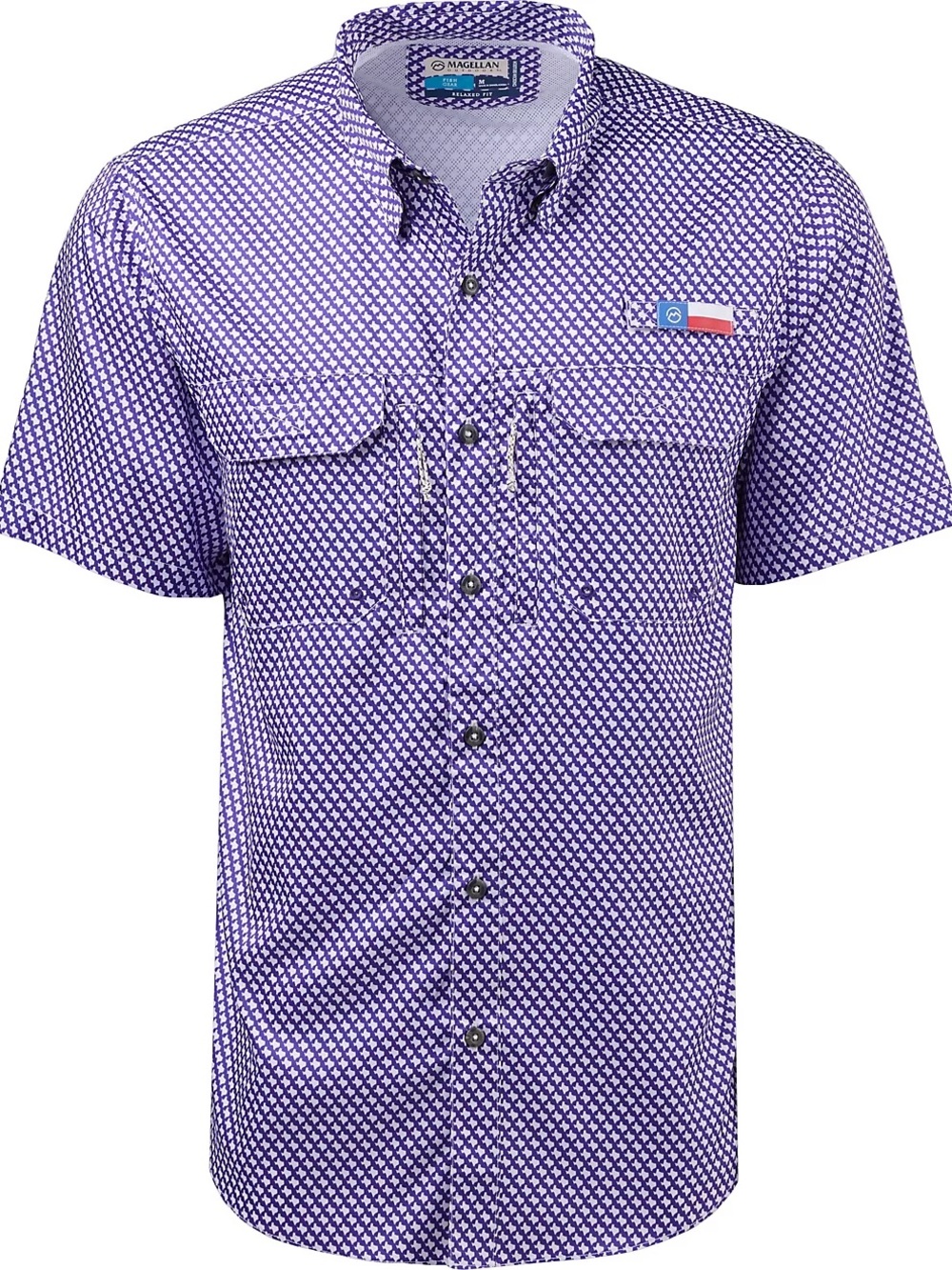 Magellan Men's Texas Gameday Micro Print Short Sleeve Shirt Medium Fish Gear